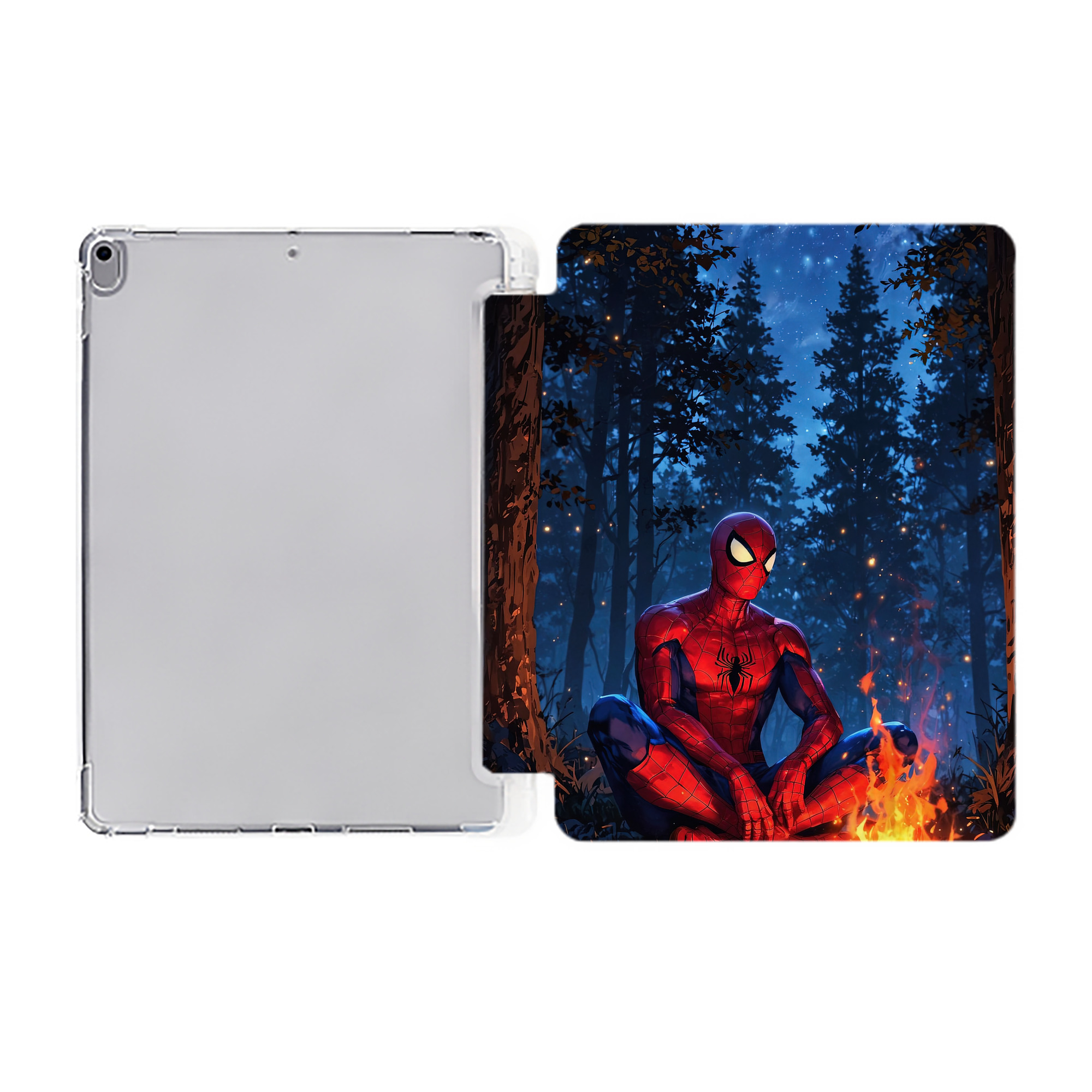 Spider Man スパイダーマン IPad ケース ペン収納付き 三つ折りスタンド PUレザー×シリコン 対応機種9.5/10.5/10.9インチ